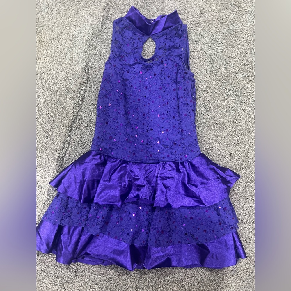 Purple sparkly biketard